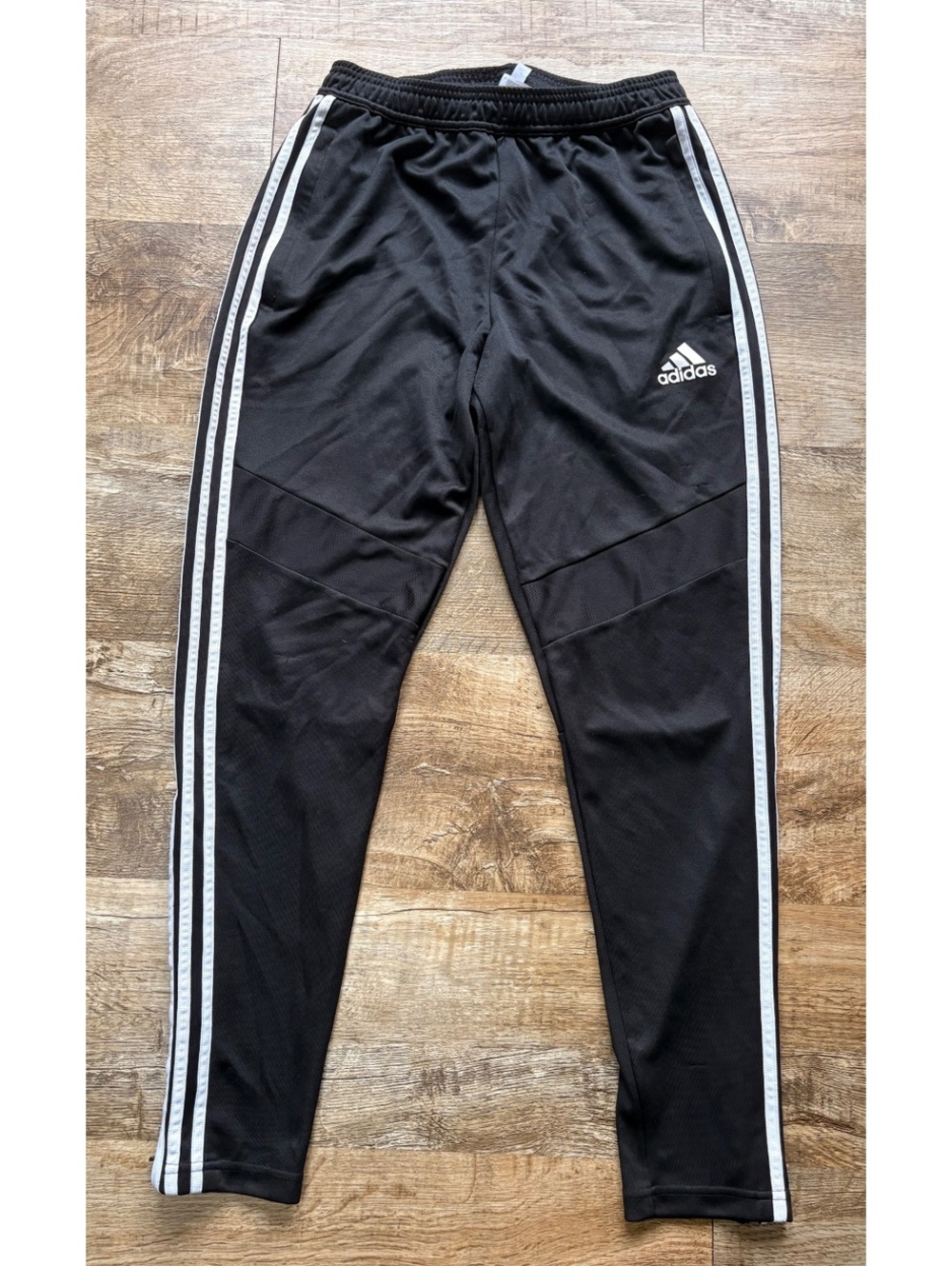 Adidas Men's Black Track Pants with White Stripes Size Medium